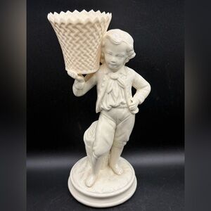 Belleek Ireland Porcelain Boy Basket Carrier Figurine Figure Figural Collectible